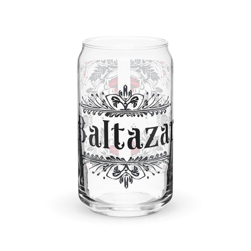 Baltazar Exclusive Name Art Piece Can-Shaped Glass Home Office Work Mexican Spanish Pride Gift Cup One-Of-A-Kind Calligraphy Glass | B5 Mexicada 16 oz