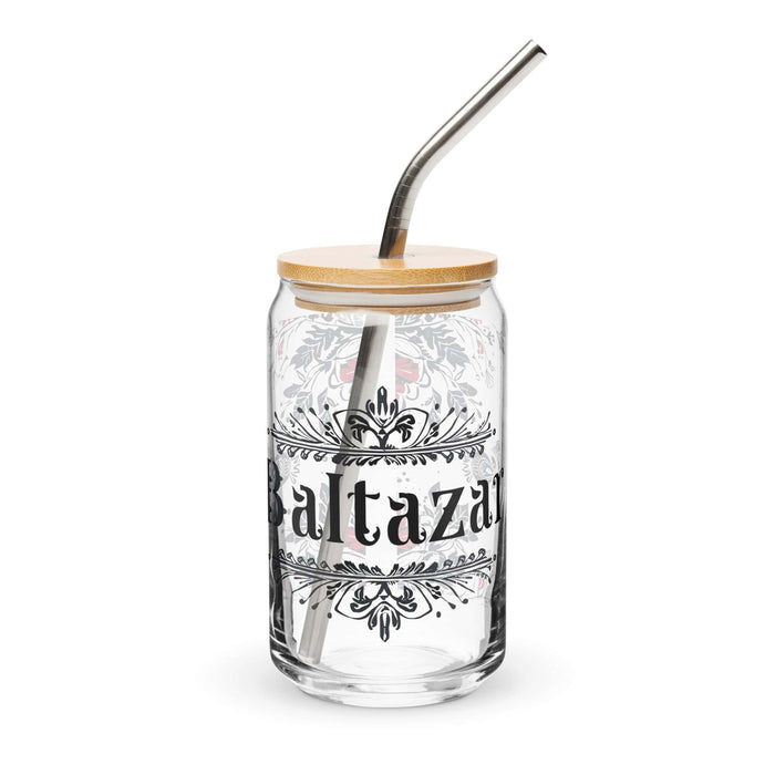 Baltazar Exclusive Name Art Piece Can-Shaped Glass Home Office Work Mexican Spanish Pride Gift Cup One-Of-A-Kind Calligraphy Glass | B5 Mexicada 16 oz With Lid & Straw