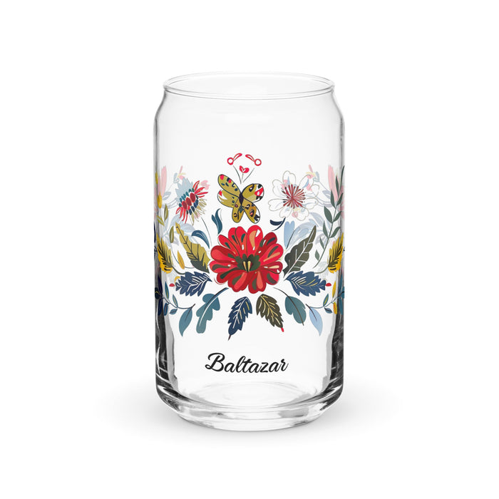 Baltazar Exclusive Name Art Piece Can - Shaped Glass Home Office Work Mexican Spanish Pride Gift Cup One - Of - A - Kind Calligraphy Glass | B6 - Mexicada