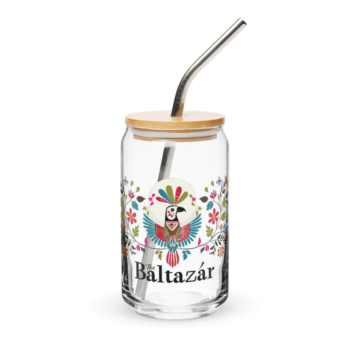 Baltazar Exclusive Name Art Piece Can - Shaped Glass Home Office Work Mexican Spanish Pride Gift Cup One - Of - A - Kind Calligraphy Glass | B7 - Mexicada