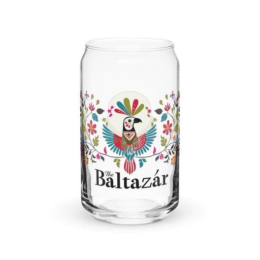 Baltazar Exclusive Name Art Piece Can-Shaped Glass Home Office Work Mexican Spanish Pride Gift Cup One-Of-A-Kind Calligraphy Glass | B7 Mexicada 16 oz