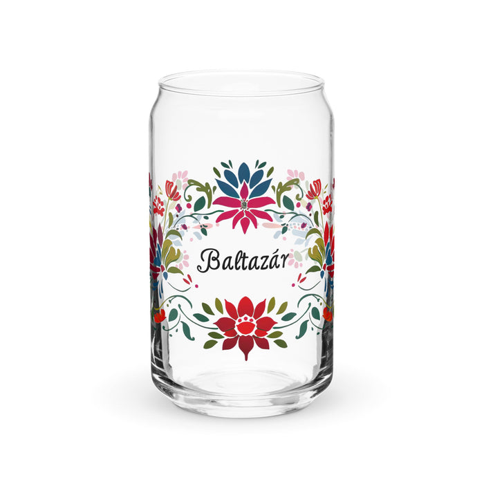 Baltazar Exclusive Name Art Piece Can - Shaped Glass Home Office Work Mexican Spanish Pride Gift Cup One - Of - A - Kind Calligraphy Glass | B8 - Mexicada