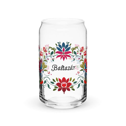 Baltazar Exclusive Name Art Piece Can-Shaped Glass Home Office Work Mexican Spanish Pride Gift Cup One-Of-A-Kind Calligraphy Glass | B8 Mexicada 16 oz