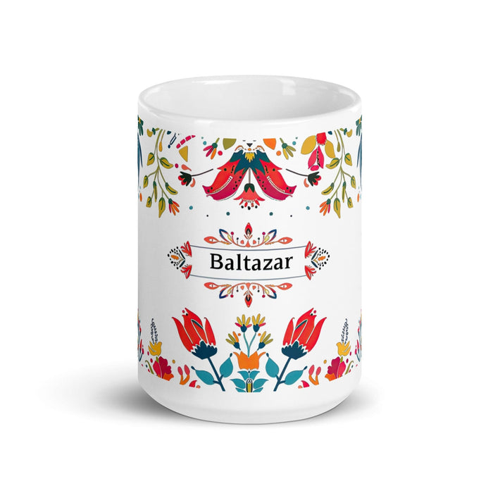 Baltazar Exclusive Name Art Piece Home Office Work Coffee Mug Mexican Spanish Pride Gift Cup One-Of-A-Kind Calligraphy White Glossy Mug | B1 Mexicada