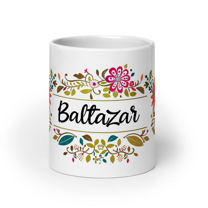 Baltazar Exclusive Name Art Piece Home Office Work Coffee Mug Mexican Spanish Pride Gift Cup One-Of-A-Kind Calligraphy White Glossy Mug | B10 Mexicada