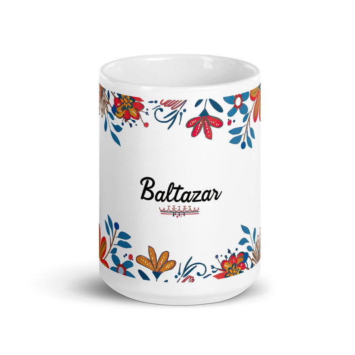 Baltazar Exclusive Name Art Piece Home Office Work Coffee Mug Mexican Spanish Pride Gift Cup One-Of-A-Kind Calligraphy White Glossy Mug | B11 Mexicada