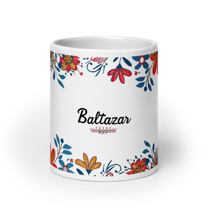 Baltazar Exclusive Name Art Piece Home Office Work Coffee Mug Mexican Spanish Pride Gift Cup One-Of-A-Kind Calligraphy White Glossy Mug | B11 Mexicada