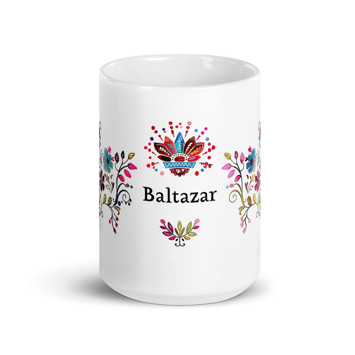 Baltazar Exclusive Name Art Piece Home Office Work Coffee Mug Mexican Spanish Pride Gift Cup One-Of-A-Kind Calligraphy White Glossy Mug | B12 Mexicada