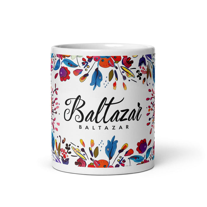 Baltazar Exclusive Name Art Piece Home Office Work Coffee Mug Mexican Spanish Pride Gift Cup One-Of-A-Kind Calligraphy White Glossy Mug | B13 Mexicada