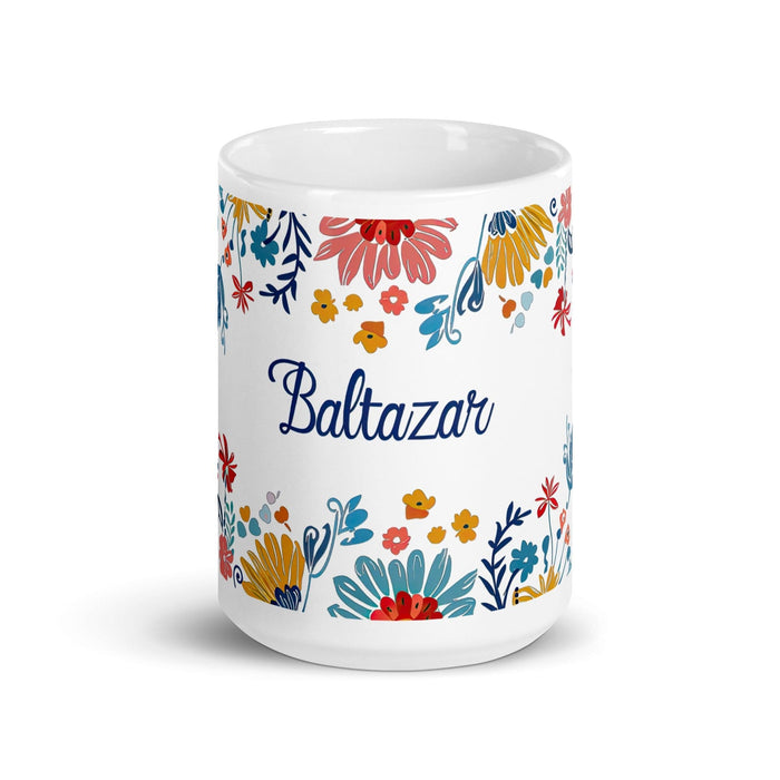 Baltazar Exclusive Name Art Piece Home Office Work Coffee Mug Mexican Spanish Pride Gift Cup One-Of-A-Kind Calligraphy White Glossy Mug | B15 Mexicada