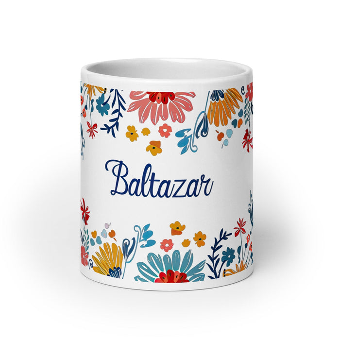 Baltazar Exclusive Name Art Piece Home Office Work Coffee Mug Mexican Spanish Pride Gift Cup One-Of-A-Kind Calligraphy White Glossy Mug | B15 Mexicada