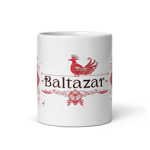 Baltazar Exclusive Name Art Piece Home Office Work Coffee Mug Mexican Spanish Pride Gift Cup One-Of-A-Kind Calligraphy White Glossy Mug | B16 Mexicada