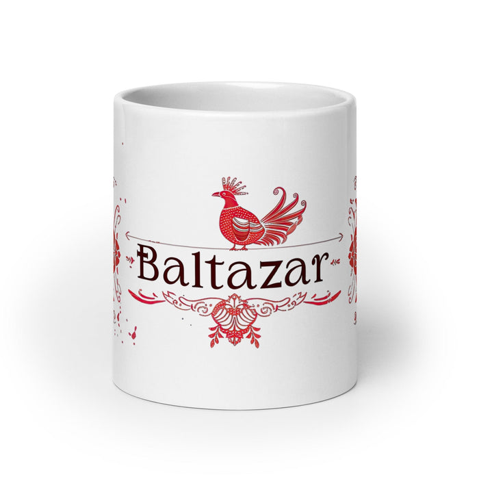 Baltazar Exclusive Name Art Piece Home Office Work Coffee Mug Mexican Spanish Pride Gift Cup One-Of-A-Kind Calligraphy White Glossy Mug | B16 Mexicada