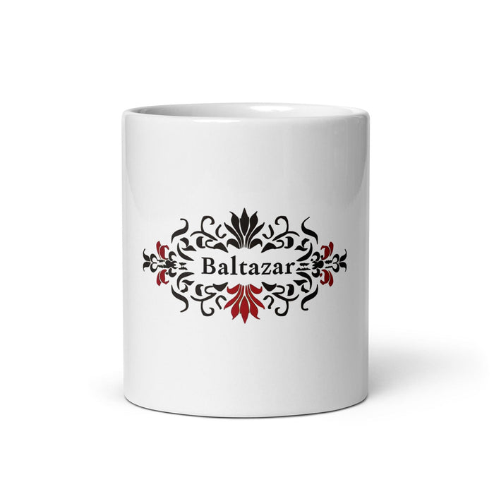 Baltazar Exclusive Name Art Piece Home Office Work Coffee Mug Mexican Spanish Pride Gift Cup One-Of-A-Kind Calligraphy White Glossy Mug | B18 Mexicada