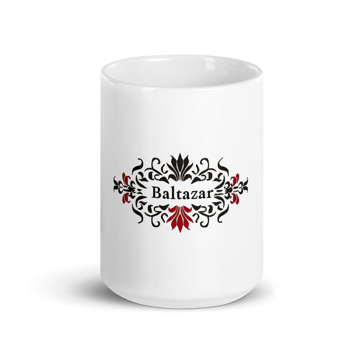 Baltazar Exclusive Name Art Piece Home Office Work Coffee Mug Mexican Spanish Pride Gift Cup One-Of-A-Kind Calligraphy White Glossy Mug | B18 Mexicada