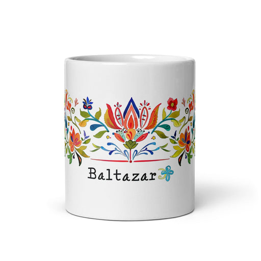 Baltazar Exclusive Name Art Piece Home Office Work Coffee Mug Mexican Spanish Pride Gift Cup One-Of-A-Kind Calligraphy White Glossy Mug | B19 Mexicada