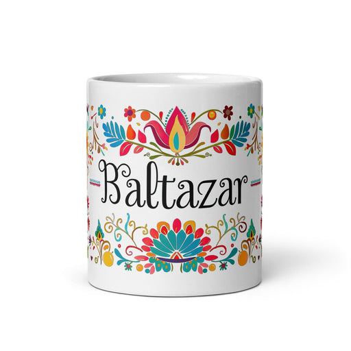 Baltazar Exclusive Name Art Piece Home Office Work Coffee Mug Mexican Spanish Pride Gift Cup One-Of-A-Kind Calligraphy White Glossy Mug | B20 Mexicada