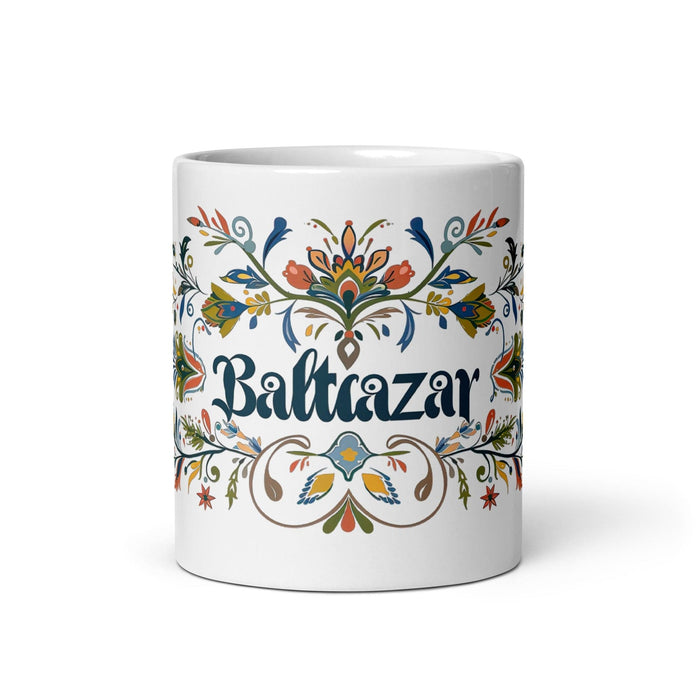 Baltazar Exclusive Name Art Piece Home Office Work Coffee Mug Mexican Spanish Pride Gift Cup One-Of-A-Kind Calligraphy White Glossy Mug | B21 Mexicada