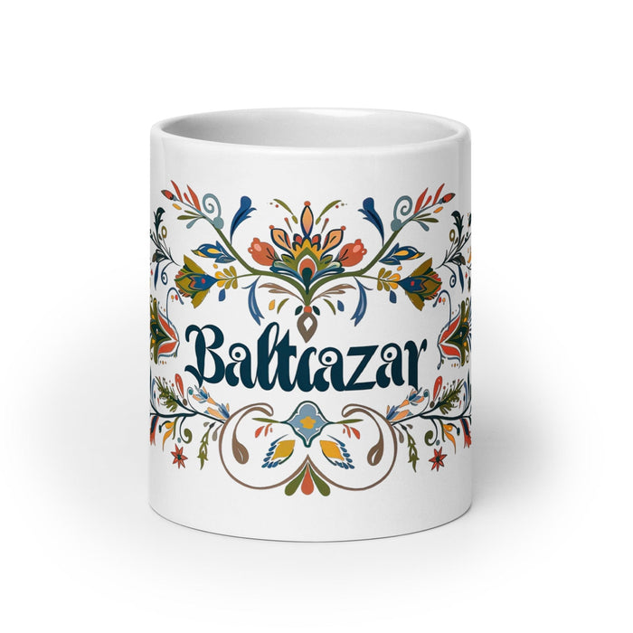 Baltazar Exclusive Name Art Piece Home Office Work Coffee Mug Mexican Spanish Pride Gift Cup One-Of-A-Kind Calligraphy White Glossy Mug | B21 Mexicada