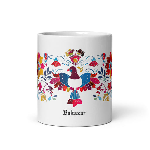 Baltazar Exclusive Name Art Piece Home Office Work Coffee Mug Mexican Spanish Pride Gift Cup One-Of-A-Kind Calligraphy White Glossy Mug | B22 Mexicada