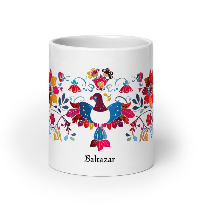 Baltazar Exclusive Name Art Piece Home Office Work Coffee Mug Mexican Spanish Pride Gift Cup One-Of-A-Kind Calligraphy White Glossy Mug | B22 Mexicada