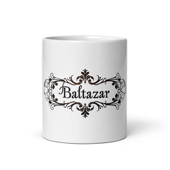 Baltazar Exclusive Name Art Piece Home Office Work Coffee Mug Mexican Spanish Pride Gift Cup One-Of-A-Kind Calligraphy White Glossy Mug | B23 Mexicada