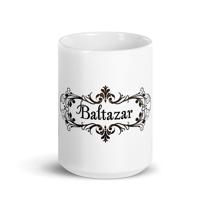 Baltazar Exclusive Name Art Piece Home Office Work Coffee Mug Mexican Spanish Pride Gift Cup One-Of-A-Kind Calligraphy White Glossy Mug | B23 Mexicada