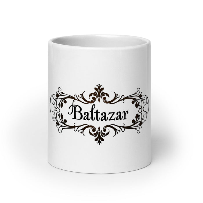 Baltazar Exclusive Name Art Piece Home Office Work Coffee Mug Mexican Spanish Pride Gift Cup One-Of-A-Kind Calligraphy White Glossy Mug | B23 Mexicada