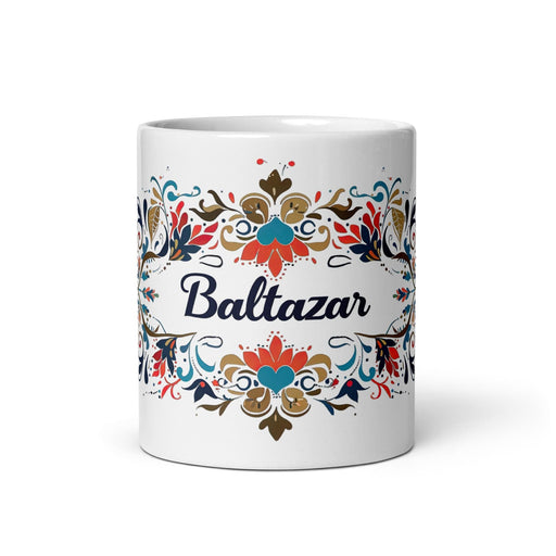 Baltazar Exclusive Name Art Piece Home Office Work Coffee Mug Mexican Spanish Pride Gift Cup One-Of-A-Kind Calligraphy White Glossy Mug | B24 Mexicada