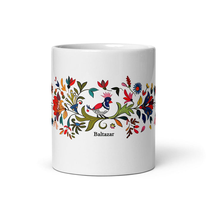 Baltazar Exclusive Name Art Piece Home Office Work Coffee Mug Mexican Spanish Pride Gift Cup One-Of-A-Kind Calligraphy White Glossy Mug | B25 Mexicada