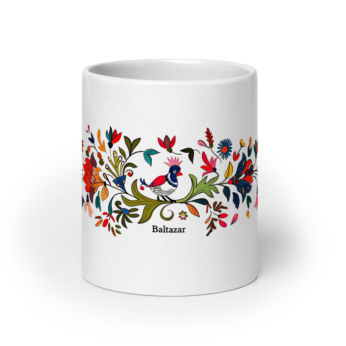 Baltazar Exclusive Name Art Piece Home Office Work Coffee Mug Mexican Spanish Pride Gift Cup One-Of-A-Kind Calligraphy White Glossy Mug | B25 Mexicada