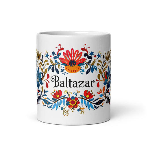 Baltazar Exclusive Name Art Piece Home Office Work Coffee Mug Mexican Spanish Pride Gift Cup One-Of-A-Kind Calligraphy White Glossy Mug | B27 Mexicada