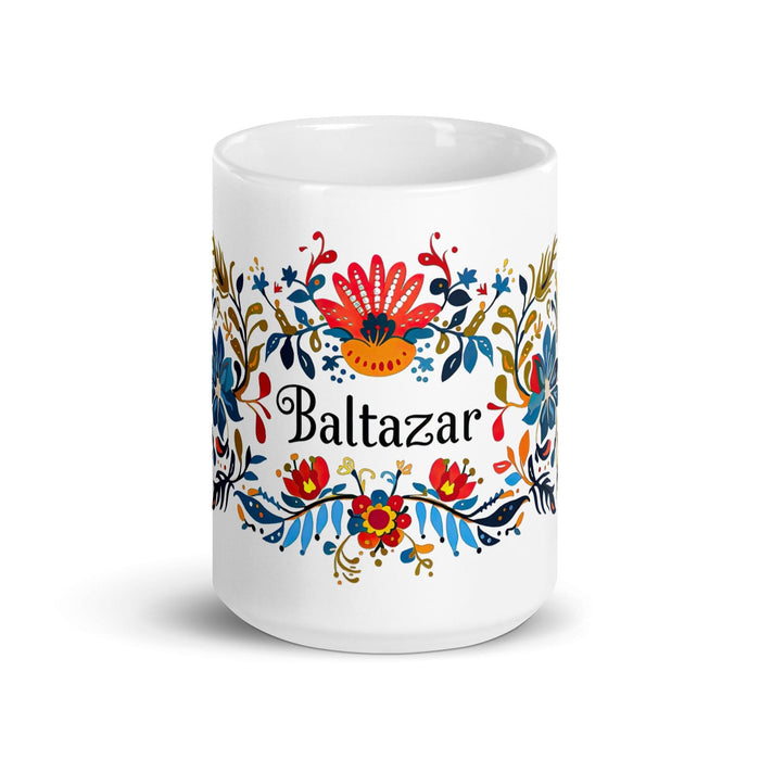 Baltazar Exclusive Name Art Piece Home Office Work Coffee Mug Mexican Spanish Pride Gift Cup One-Of-A-Kind Calligraphy White Glossy Mug | B27 Mexicada