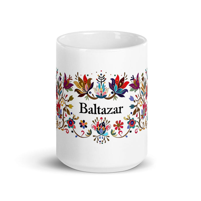 Baltazar Exclusive Name Art Piece Home Office Work Coffee Mug Mexican Spanish Pride Gift Cup One-Of-A-Kind Calligraphy White Glossy Mug | B28 Mexicada