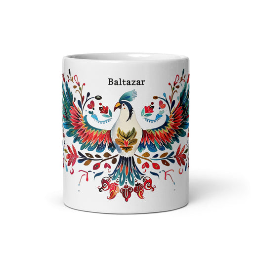 Baltazar Exclusive Name Art Piece Home Office Work Coffee Mug Mexican Spanish Pride Gift Cup One-Of-A-Kind Calligraphy White Glossy Mug | B29 Mexicada