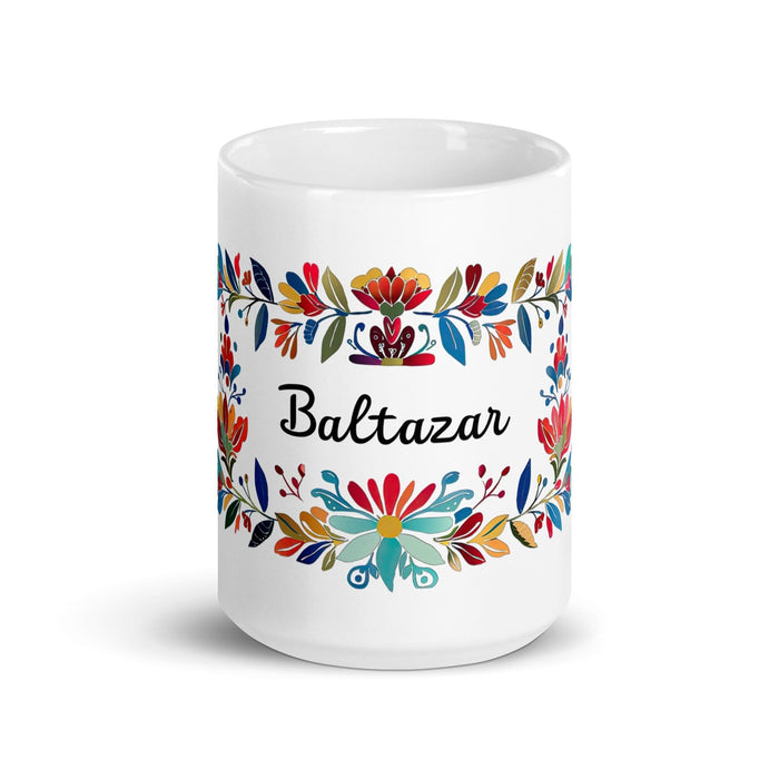 Baltazar Exclusive Name Art Piece Home Office Work Coffee Mug Mexican Spanish Pride Gift Cup One-Of-A-Kind Calligraphy White Glossy Mug | B3 Mexicada