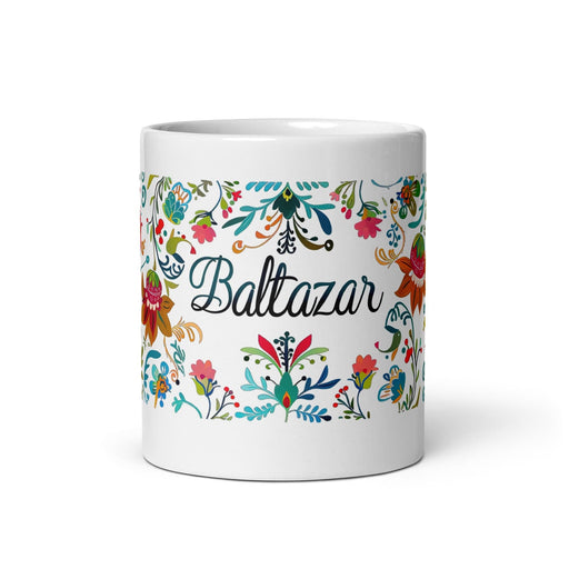 Baltazar Exclusive Name Art Piece Home Office Work Coffee Mug Mexican Spanish Pride Gift Cup One-Of-A-Kind Calligraphy White Glossy Mug | B30 Mexicada