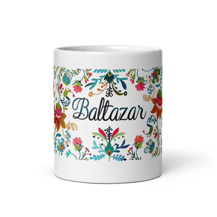 Baltazar Exclusive Name Art Piece Home Office Work Coffee Mug Mexican Spanish Pride Gift Cup One-Of-A-Kind Calligraphy White Glossy Mug | B30 Mexicada