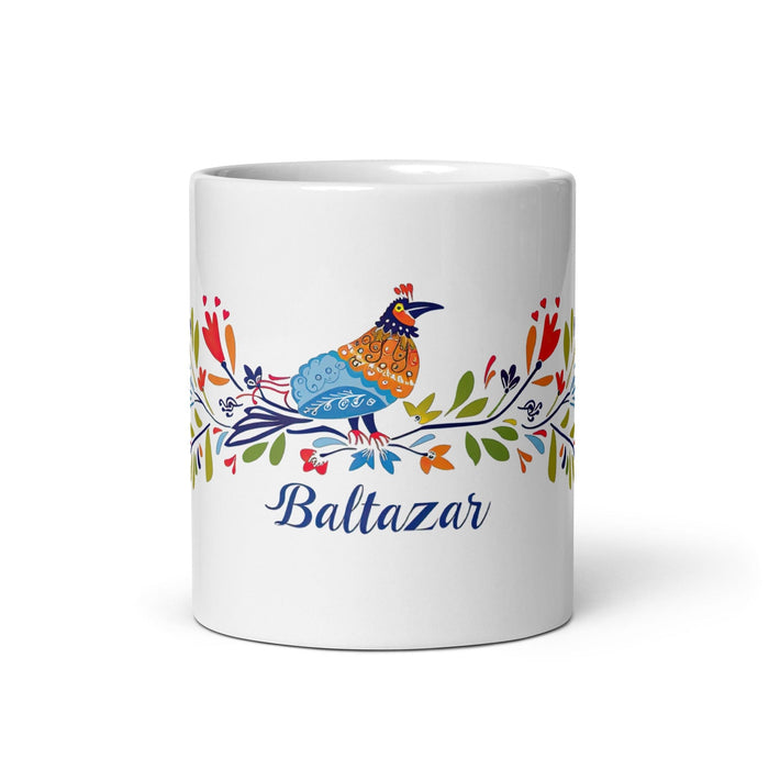 Baltazar Exclusive Name Art Piece Home Office Work Coffee Mug Mexican Spanish Pride Gift Cup One-Of-A-Kind Calligraphy White Glossy Mug | B31 Mexicada