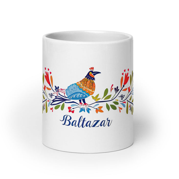 Baltazar Exclusive Name Art Piece Home Office Work Coffee Mug Mexican Spanish Pride Gift Cup One-Of-A-Kind Calligraphy White Glossy Mug | B31 Mexicada