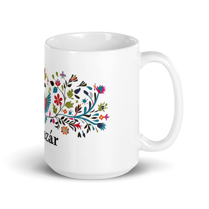 Baltazar Exclusive Name Art Piece Home Office Work Coffee Mug Mexican Spanish Pride Gift Cup One-Of-A-Kind Calligraphy White Glossy Mug | B7 Mexicada 15 oz