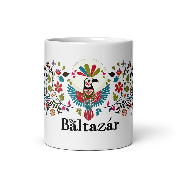 Baltazar Exclusive Name Art Piece Home Office Work Coffee Mug Mexican Spanish Pride Gift Cup One-Of-A-Kind Calligraphy White Glossy Mug | B7 Mexicada