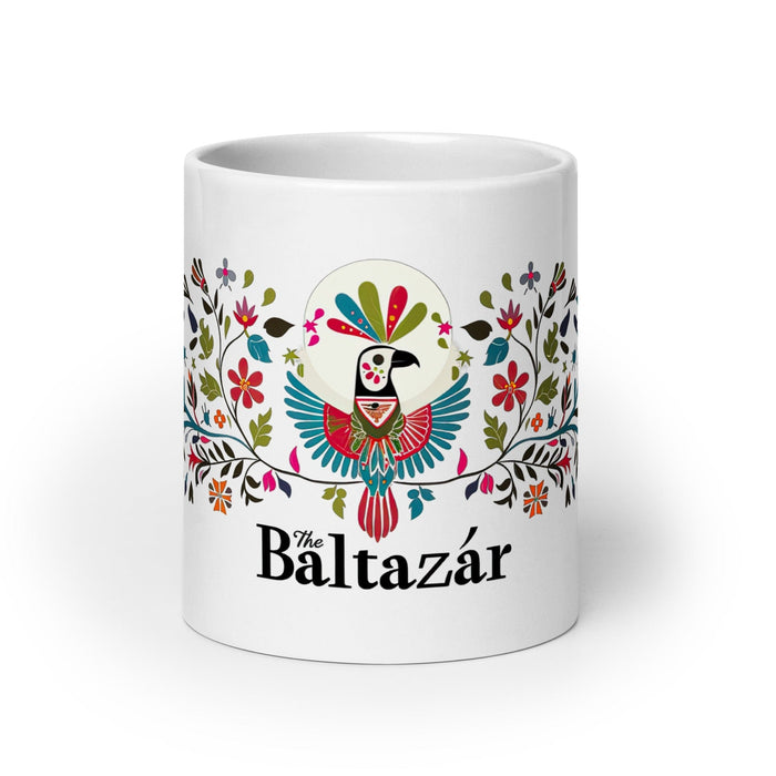 Baltazar Exclusive Name Art Piece Home Office Work Coffee Mug Mexican Spanish Pride Gift Cup One-Of-A-Kind Calligraphy White Glossy Mug | B7 Mexicada