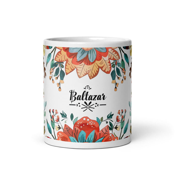 Baltazar Exclusive Name Art Piece Home Office Work Coffee Mug Mexican Spanish Pride Gift Cup One-Of-A-Kind Calligraphy White Glossy Mug | B9 Mexicada