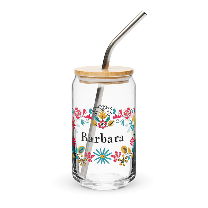 Bárbara Exclusive Name Art Piece Can - Shaped Glass Home Office Work Mexican Spanish Pride Gift Cup One - Of - A - Kind Calligraphy Glass | B1 - Mexicada