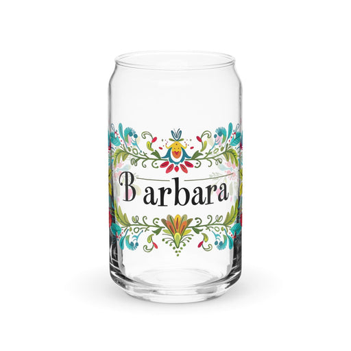 Bárbara Exclusive Name Art Piece Can-Shaped Glass Home Office Work Mexican Spanish Pride Gift Cup One-Of-A-Kind Calligraphy Glass | B20 Mexicada 16 oz (No Lid No Straw)