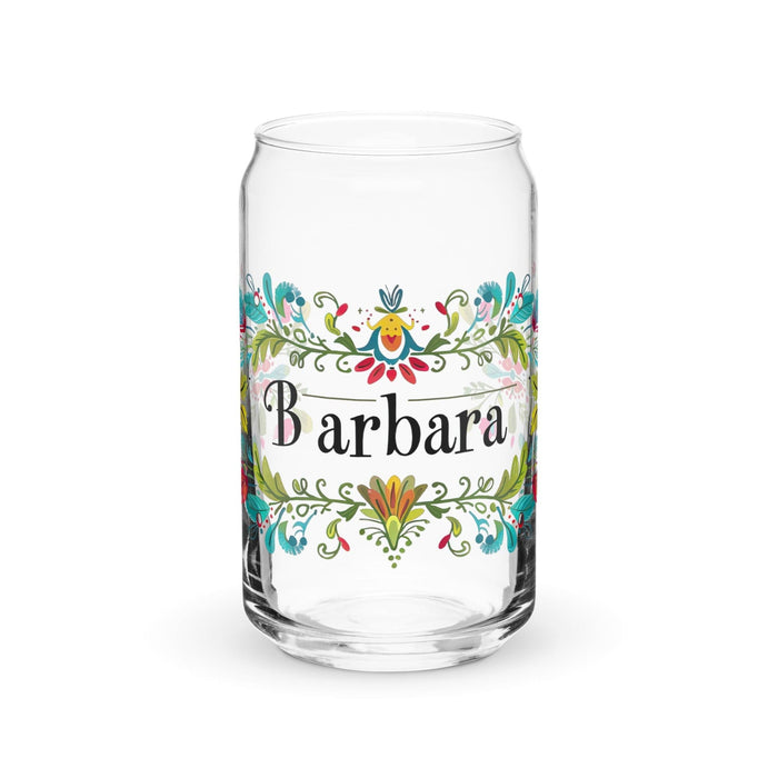 Bárbara Exclusive Name Art Piece Can-Shaped Glass Home Office Work Mexican Spanish Pride Gift Cup One-Of-A-Kind Calligraphy Glass | B20 Mexicada 16 oz (No Lid No Straw)