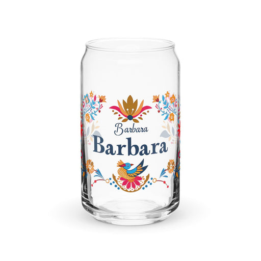 Bárbara Exclusive Name Art Piece Can-Shaped Glass Home Office Work Mexican Spanish Pride Gift Cup One-Of-A-Kind Calligraphy Glass | B3 Mexicada 16 oz