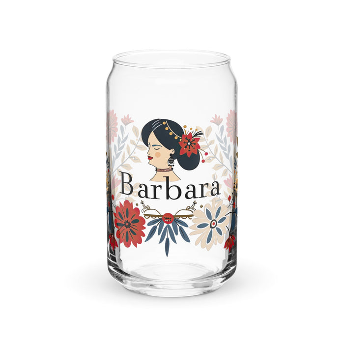 Bárbara Exclusive Name Art Piece Can - Shaped Glass Home Office Work Mexican Spanish Pride Gift Cup One - Of - A - Kind Calligraphy Glass | B6 - Mexicada