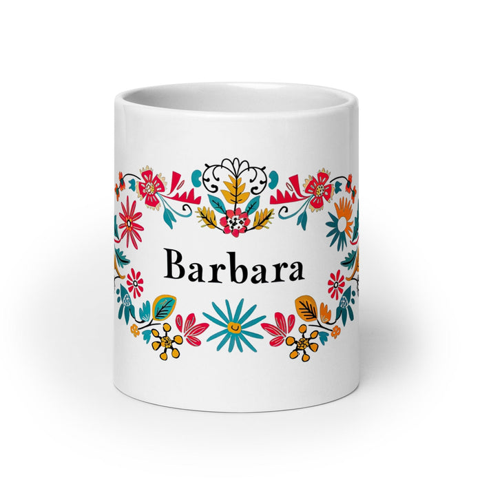 Bárbara Exclusive Name Art Piece Home Office Work Coffee Mug Mexican Spanish Pride Gift Cup One-Of-A-Kind Calligraphy White Glossy Mug | B1 Mexicada